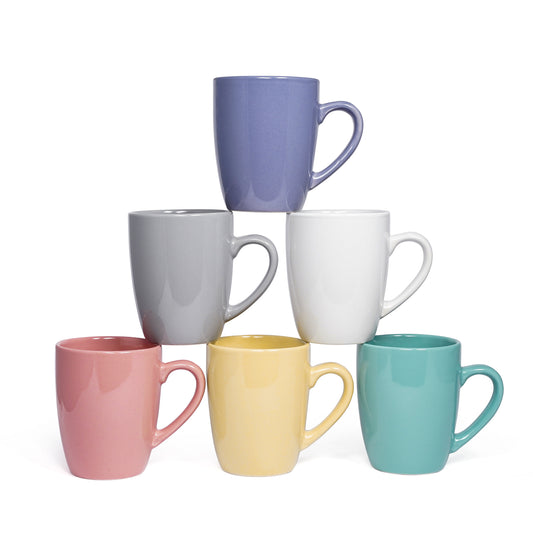 6 Piece Stoneware Color Mugs Set 360 ml