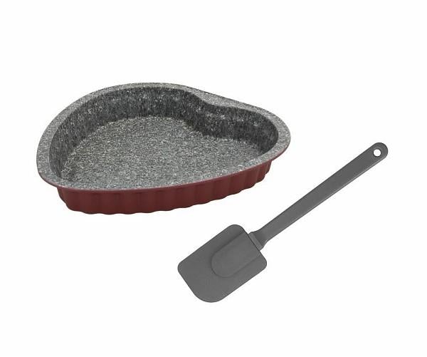 Heart Cake Pan Set 24cm + Silicone Spatula- Tognana