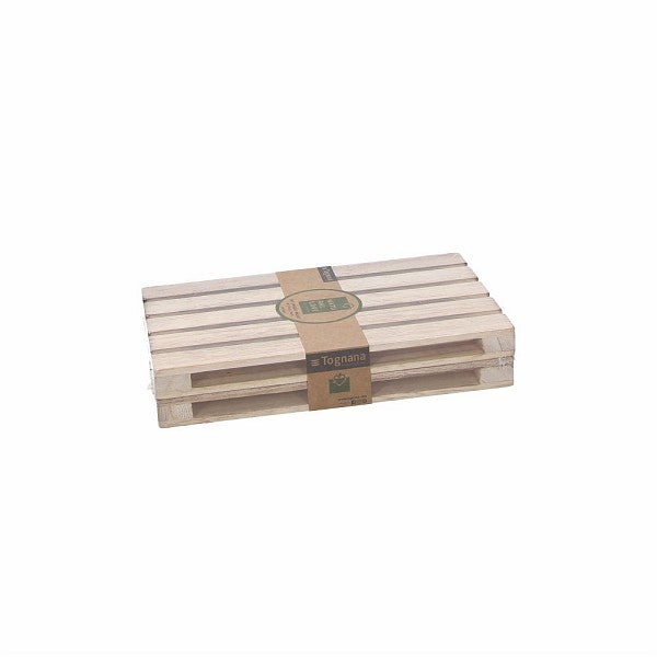 2 Set Of Wooden Serving/ Trays 20*12cm Natural Love- Tognana