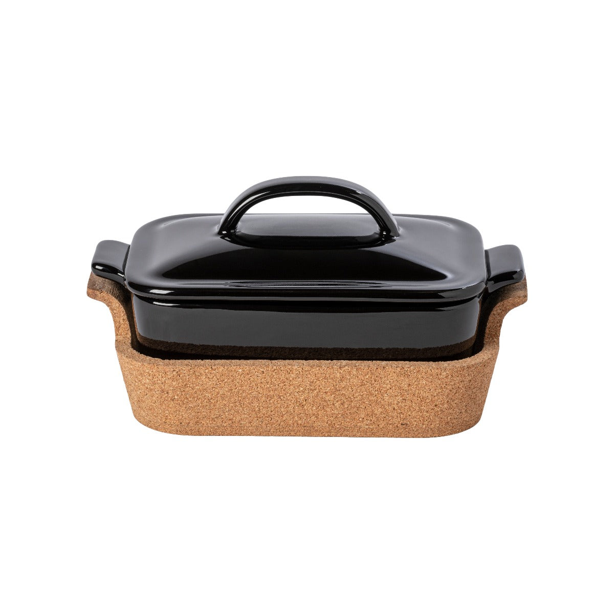 Rectangular Casserole W/ Cover & Cork Tray 24cm (Black) Ensemble- Casafina
