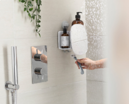 EasyStore™ Compact Shower Shelf with Adjustable Mirror- Joseph Joseph