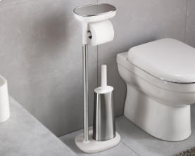 EasyStore™ Plus Toilet Paper Holder with Flex™ Steel Toilet Brush- Joseph Joseph