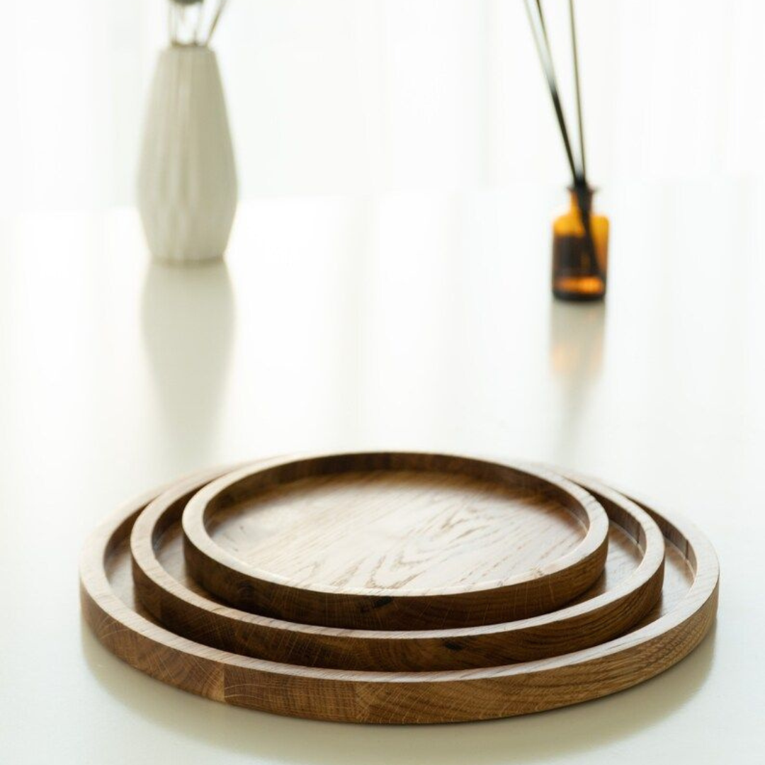 Vague Round Wooden Tray 26 cm - Vague