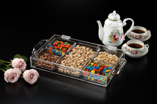 Acrylic Laser Serving Tray with 5 Compartment37 cm - Vague
