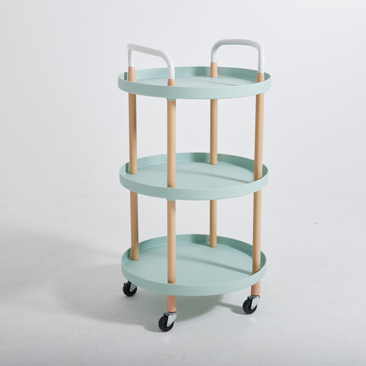 Plastic Round 3 Tier Rolling Cart Green - Vague