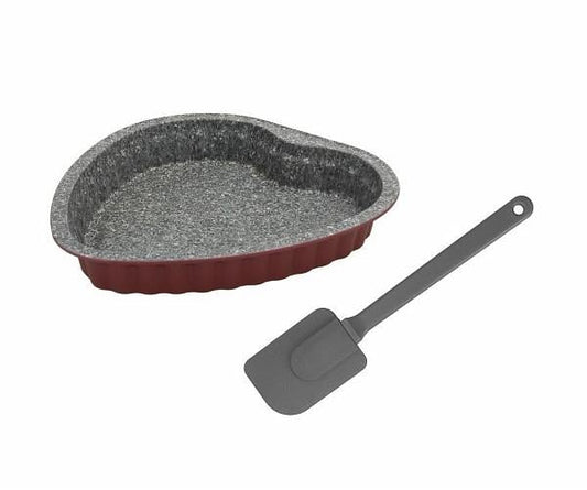 Heart Cake Pan Set 24cm + Silicone Spatula- Tognana