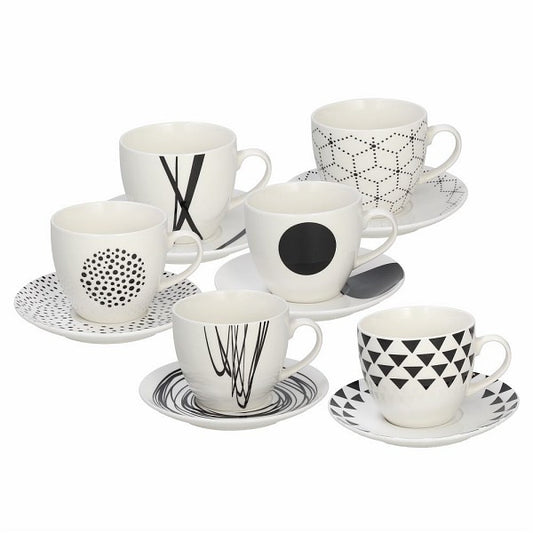 6 Set Tea Cup & Saucer 200cc Graphic- Tognana
