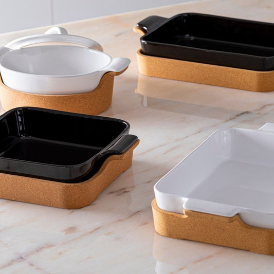 Square Baker W/ Cork Tray 32cm (Black) Ensemble- Casafina