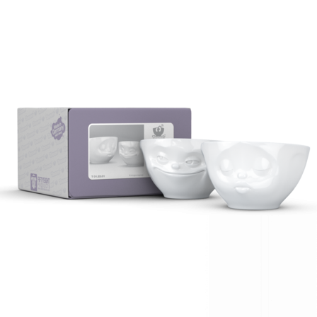 100ml Small bowl set no.1 “Kissing & Grinning” in White- 58Products