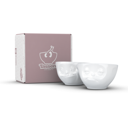 200ml Bowl set no.3 “Tasty & Snoozy” White- 58Products